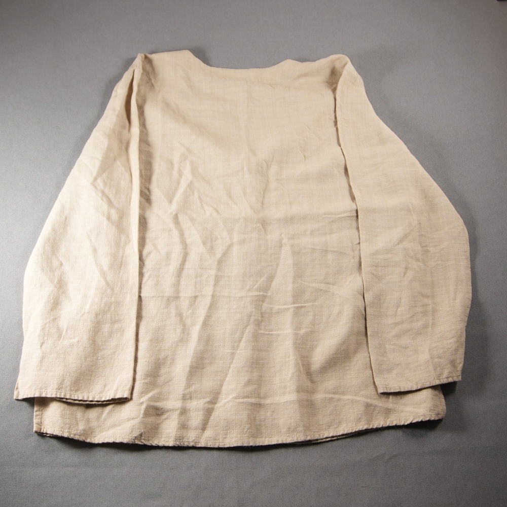 Eileen Fisher Italian Linen Blend Button Front Women Blouse M Long Sleeve Boho - Picture 3 of 15